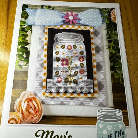 May Flowers Shelf Life Cross Stitch Pattern Kit NEW Its Sew Emma Monthly Jar - Picture 2 of 3